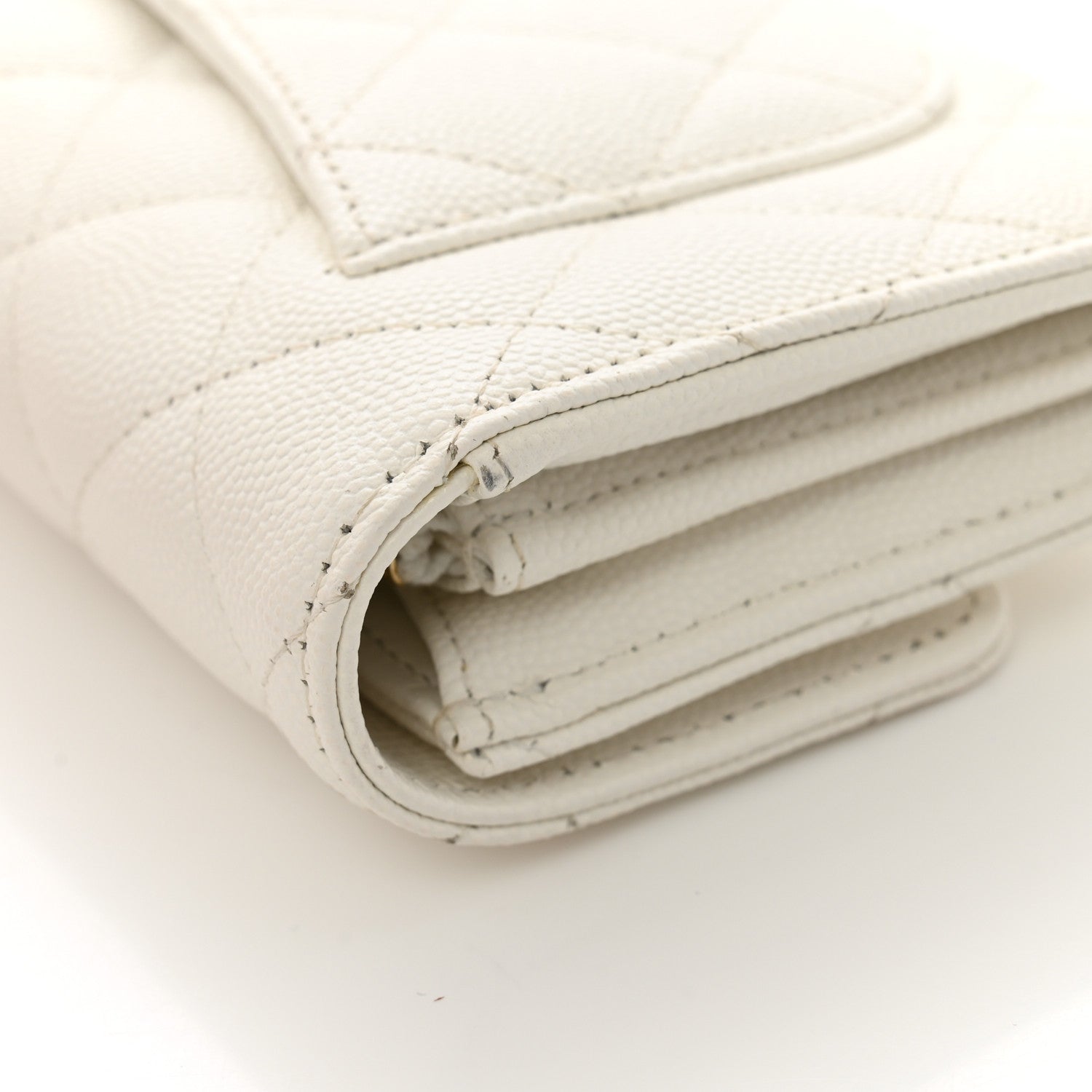 Chanel Caviar Quilted Large Gusset Flap Wallet White 10 of 13