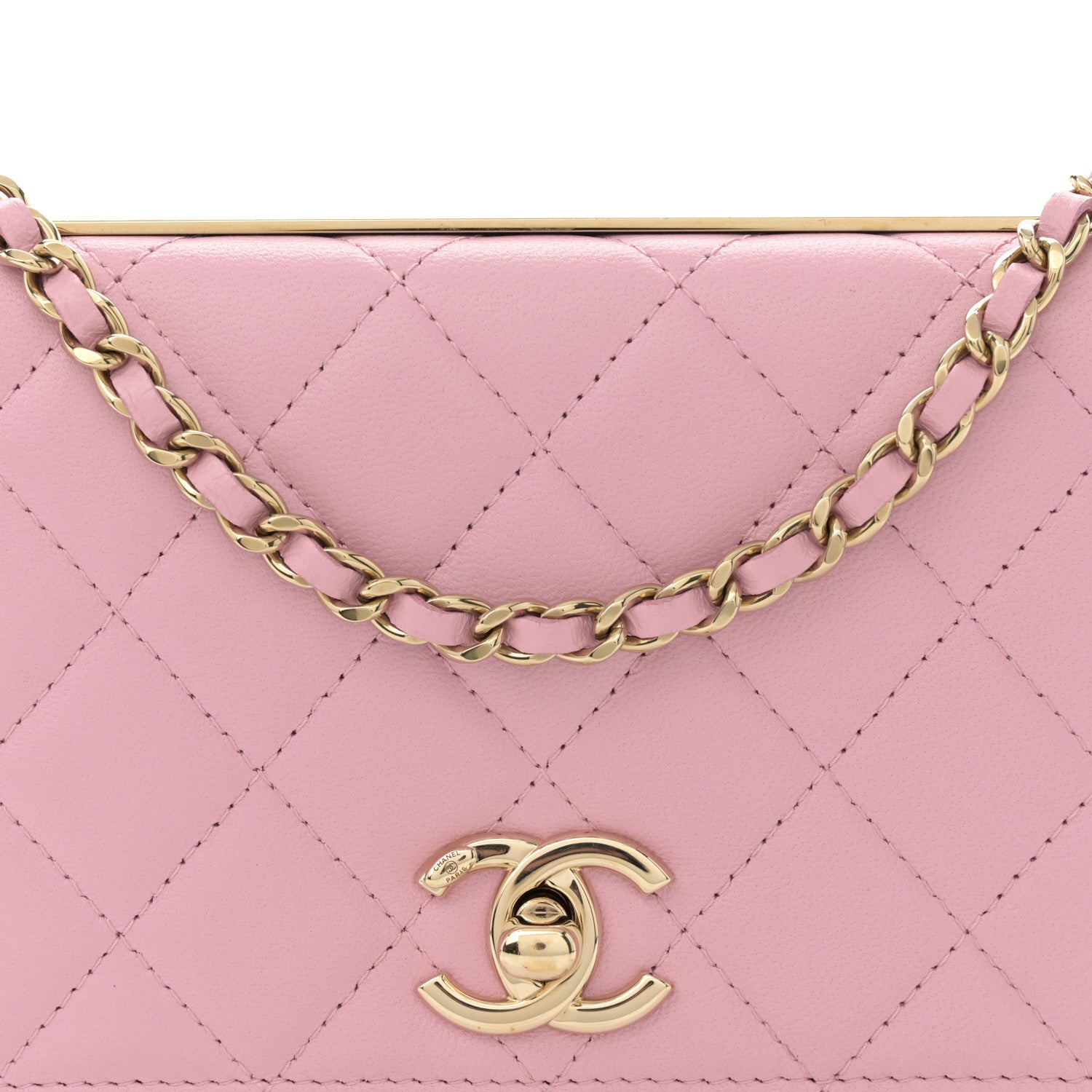 Chanel Lambskin Quilted Trendy CC Wallet On Chain WOC Pink 9 of 12