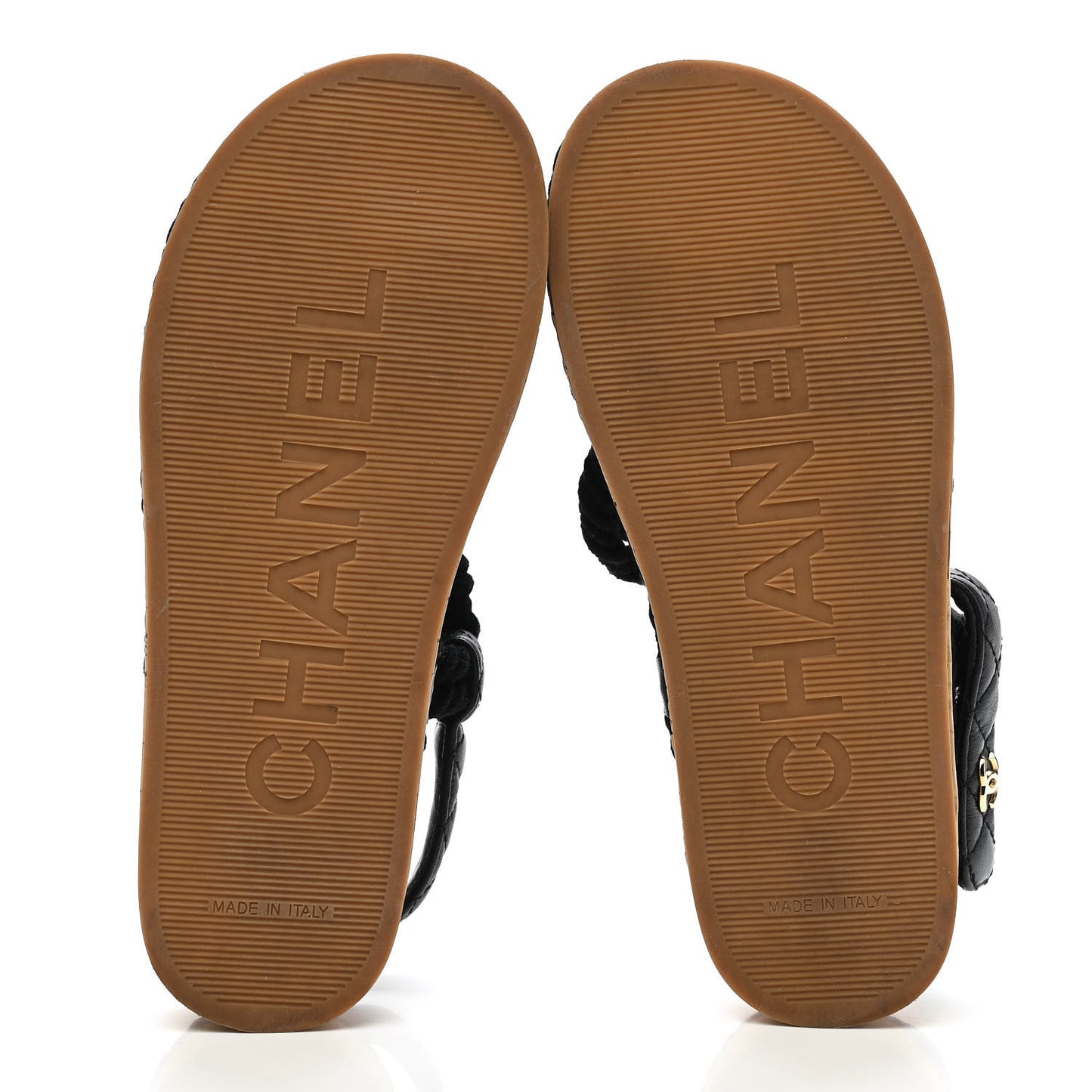 Cord Lambskin Quilted Logo Sandals 35 Black