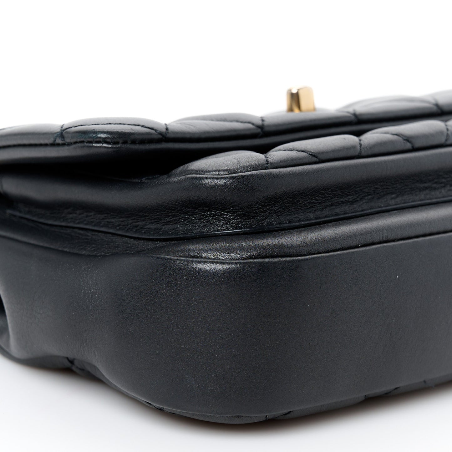 Calfskin Quilted Top Handle Flap Black