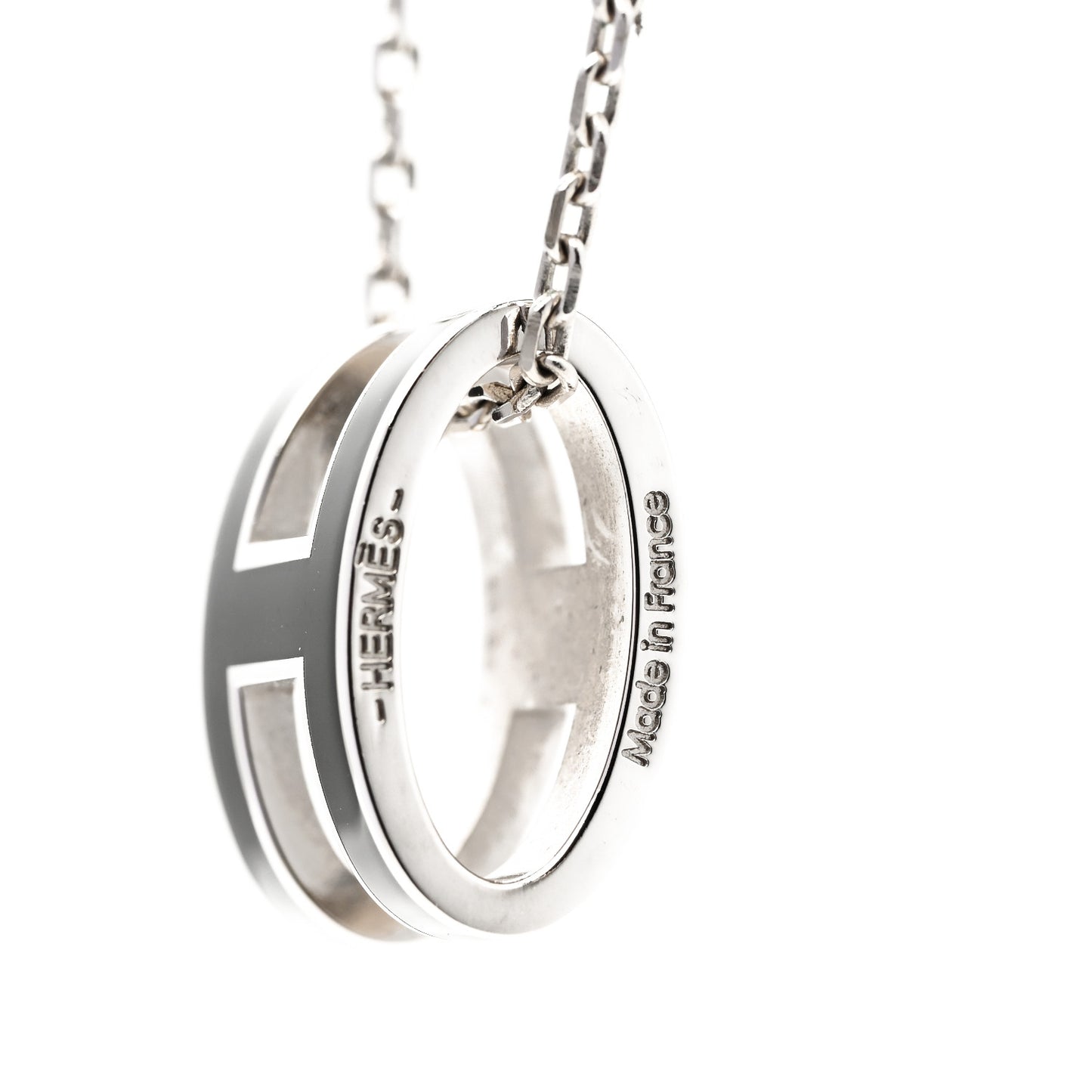 Lacquered Palladium Pop H Pendant Necklace Black