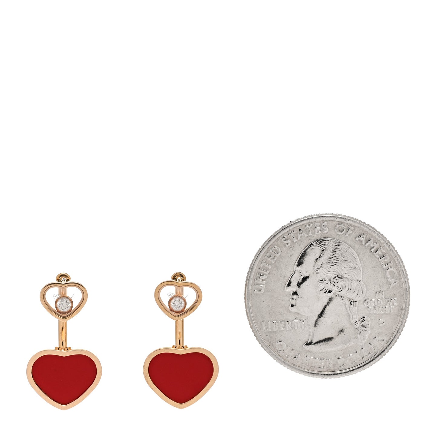 18K Rose Gold Diamond Happy Hearts Earrings Red