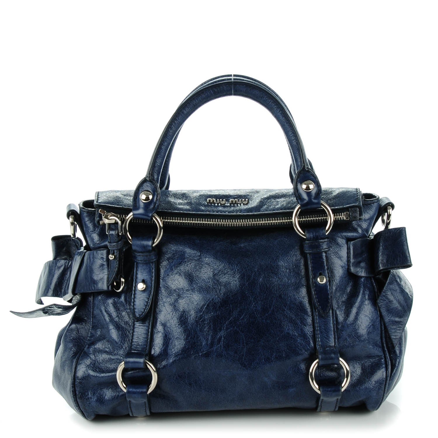 Miu Miu Vitello Lux Mini Bow Bag Bleuette 134634 – FASHIONPHILE