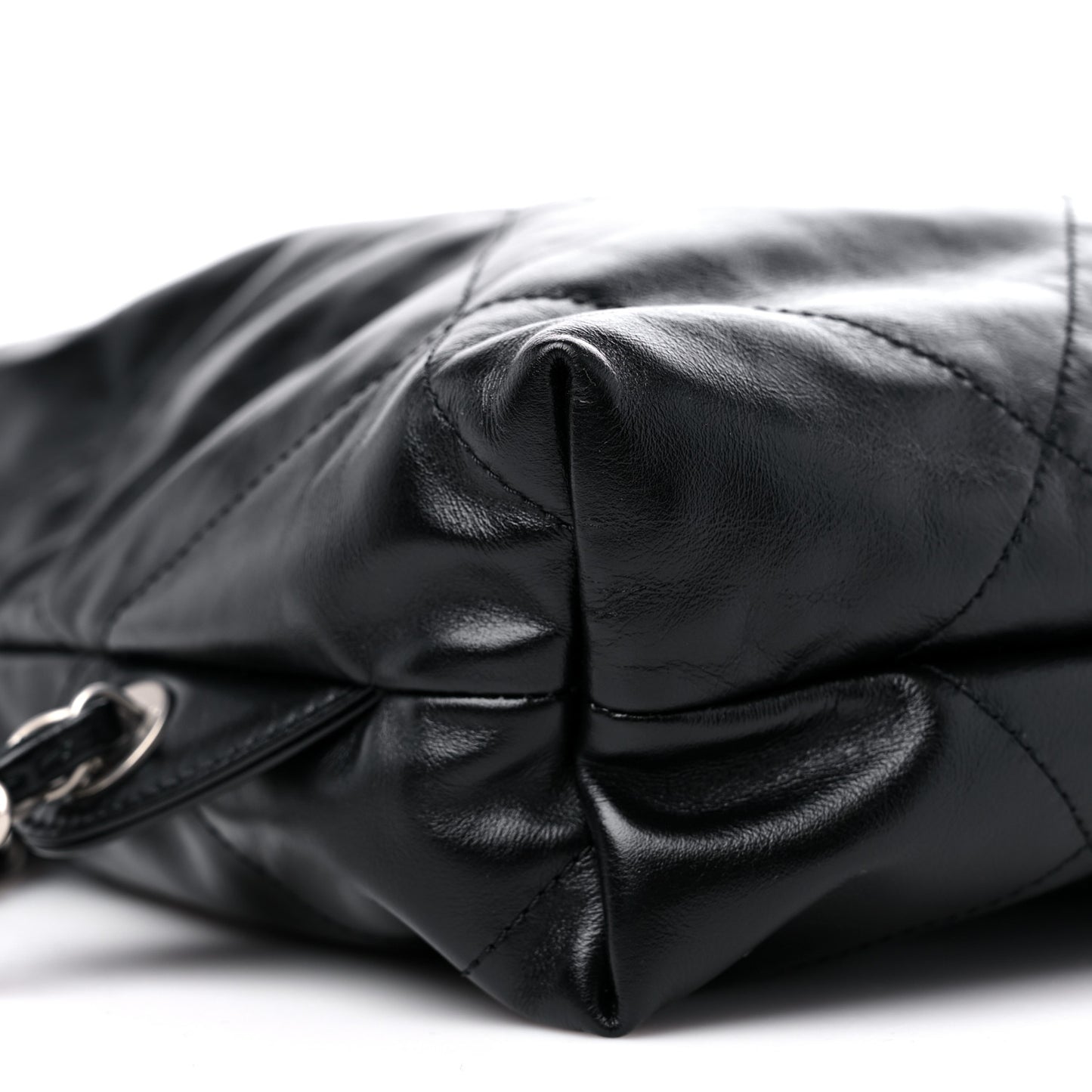 Shiny Calfskin Quilted Chanel 22 Backpack Black