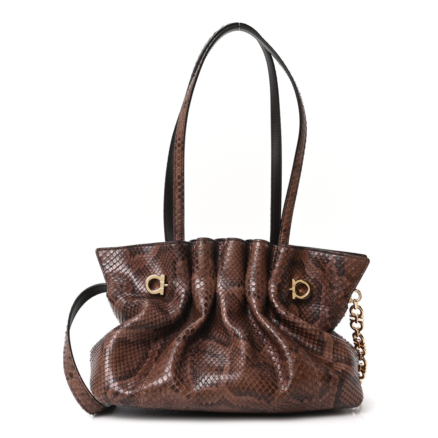 Salvatore Ferragamo Snakeskin Small Dumpling Soft Bag Testa di