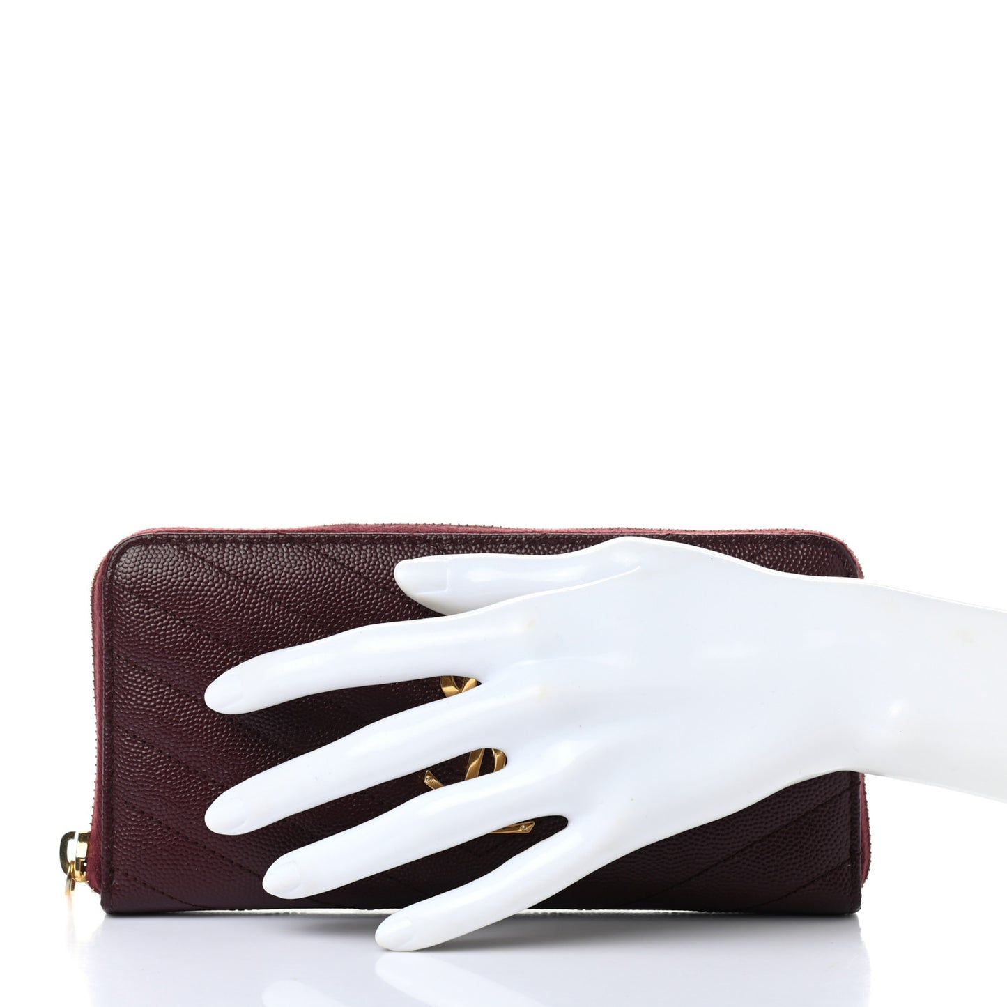 Grain De Poudre Matelasse Chevron Monogram Zip Around Wallet Rouge Legion