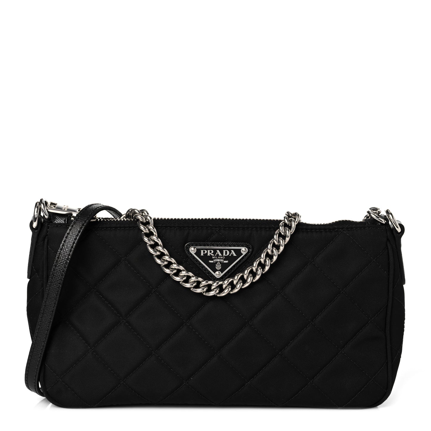 Nylon Tessuto Impuntu Quilted Crossbody Bag Black