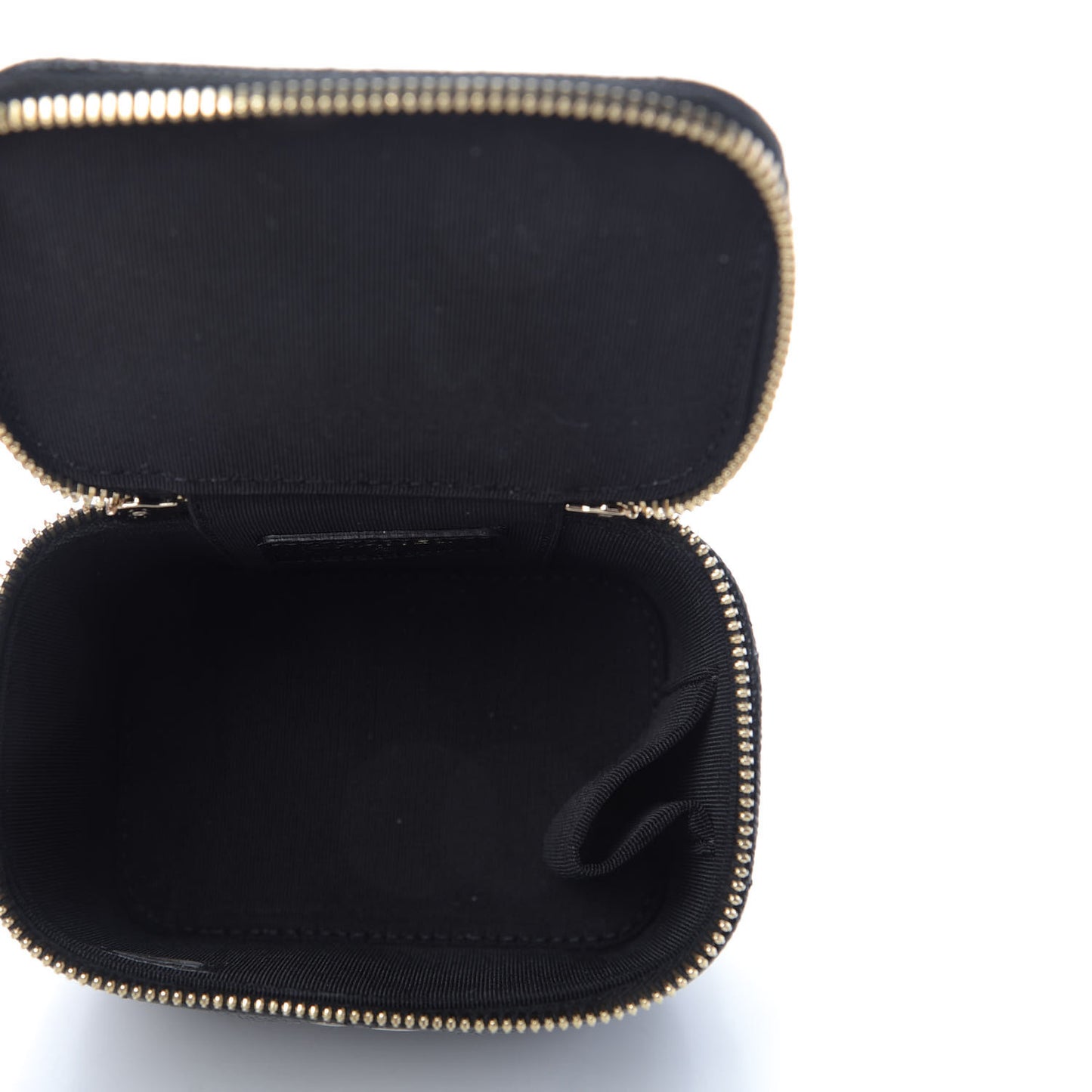 Caviar Quilted Mini Pearl On Top Vanity Case With Chain Black