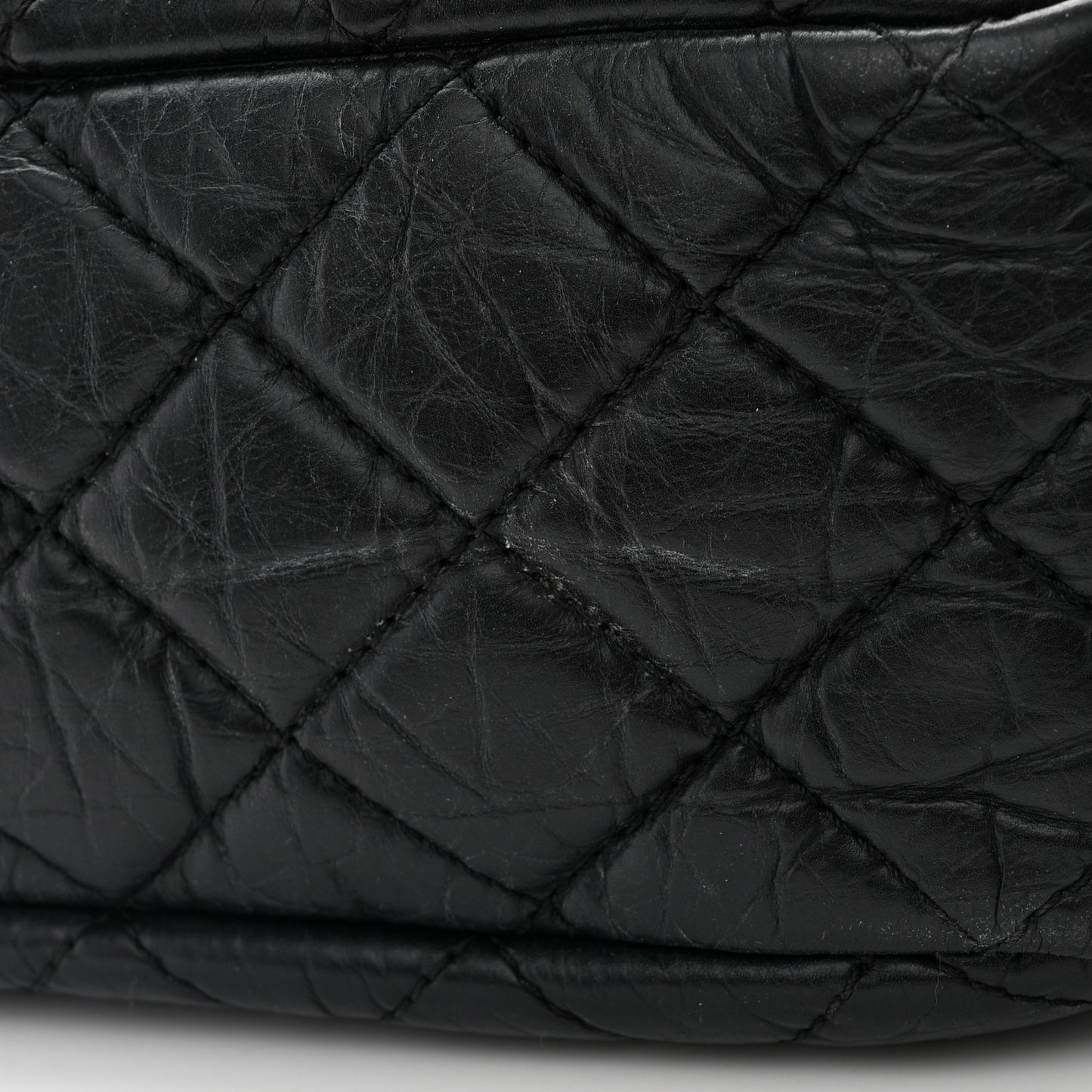 Aged Calfskin Quilted Large Reissue Camera Case Black