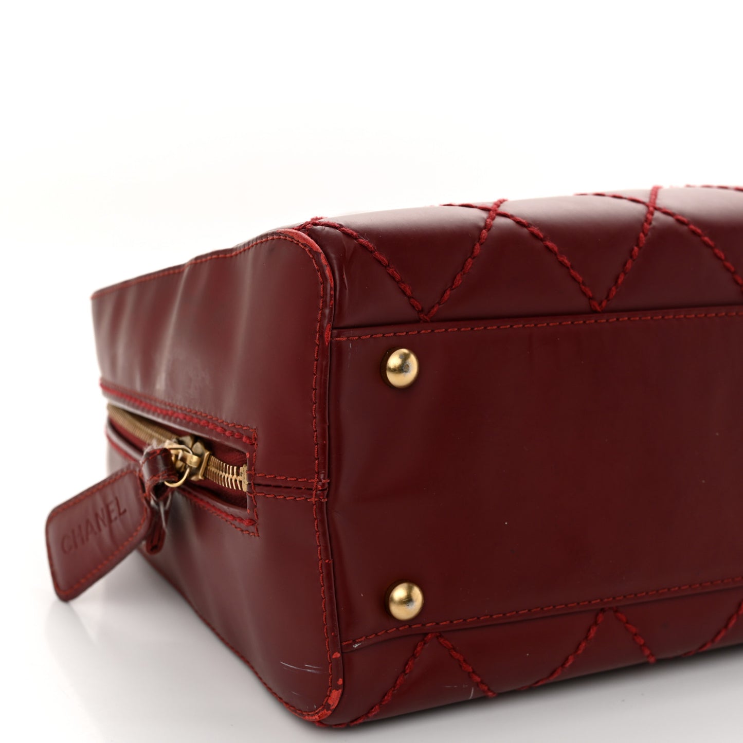Calfskin Stitch Surpique Bowler Red