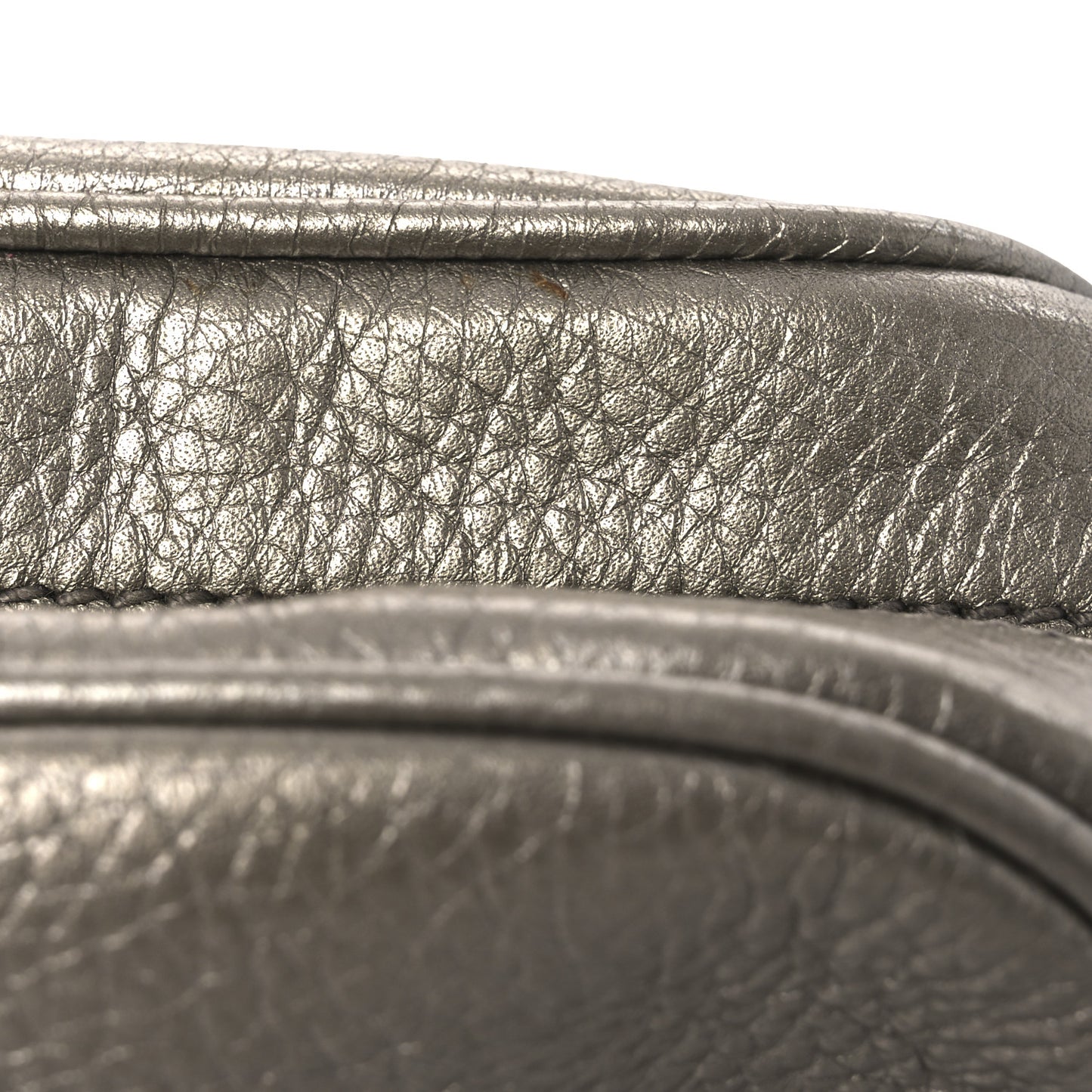 Metallic Pebbled Calfskin Small Soho Disco Bag Golden Beige