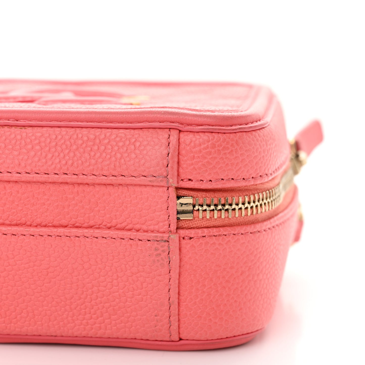 Caviar Quilted Small CC Filigree Vanity Case Coral