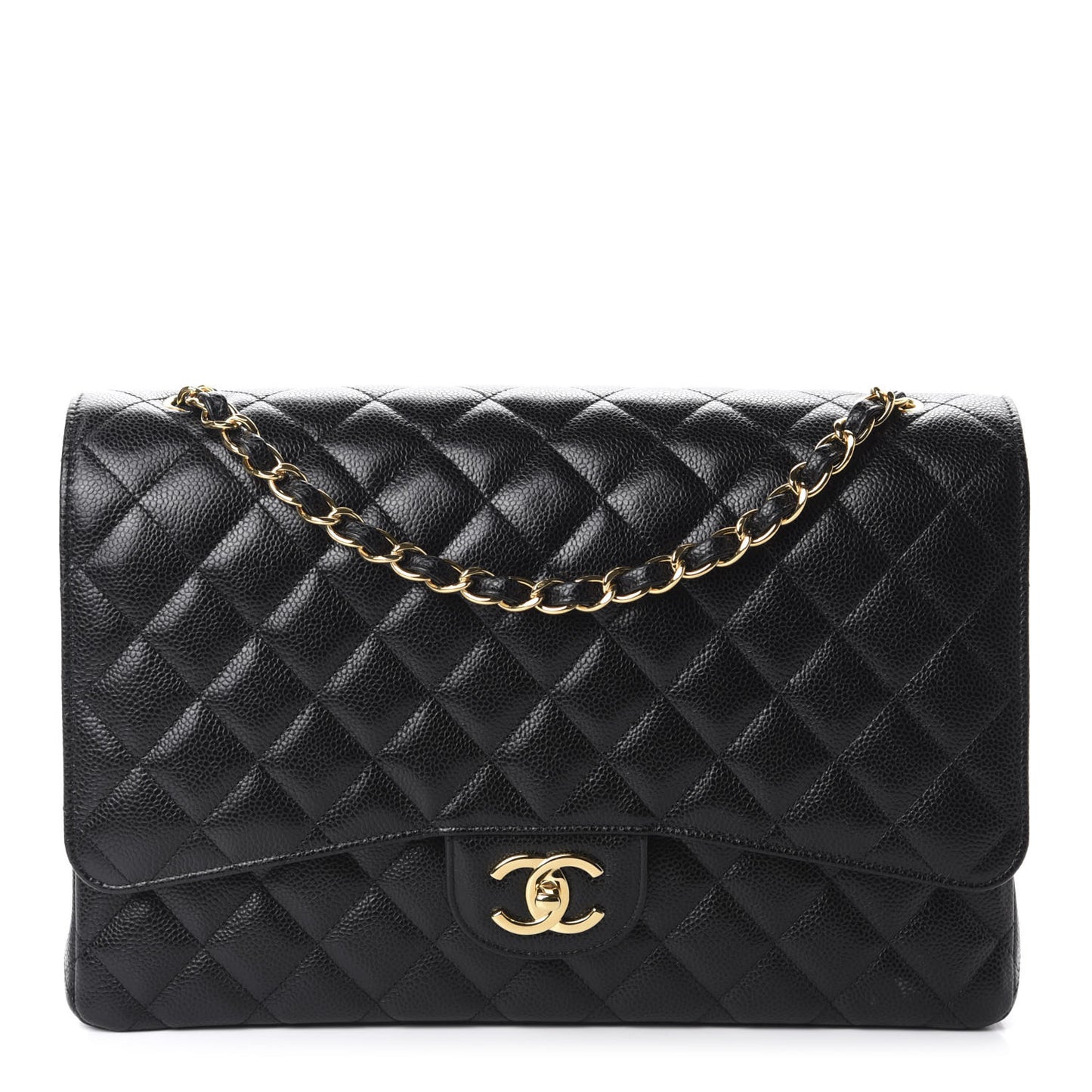 Caviar Quilted Maxi Double Flap Black