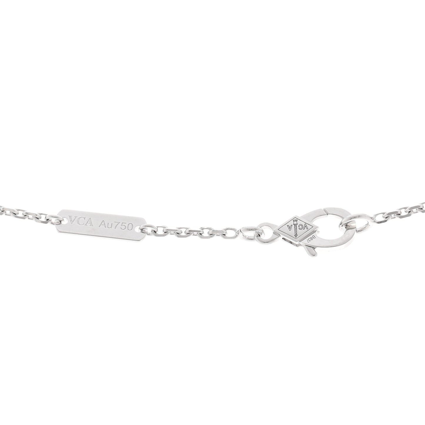 18K White Gold Mother Of Pearl Vintage Alhambra Pendant Necklace