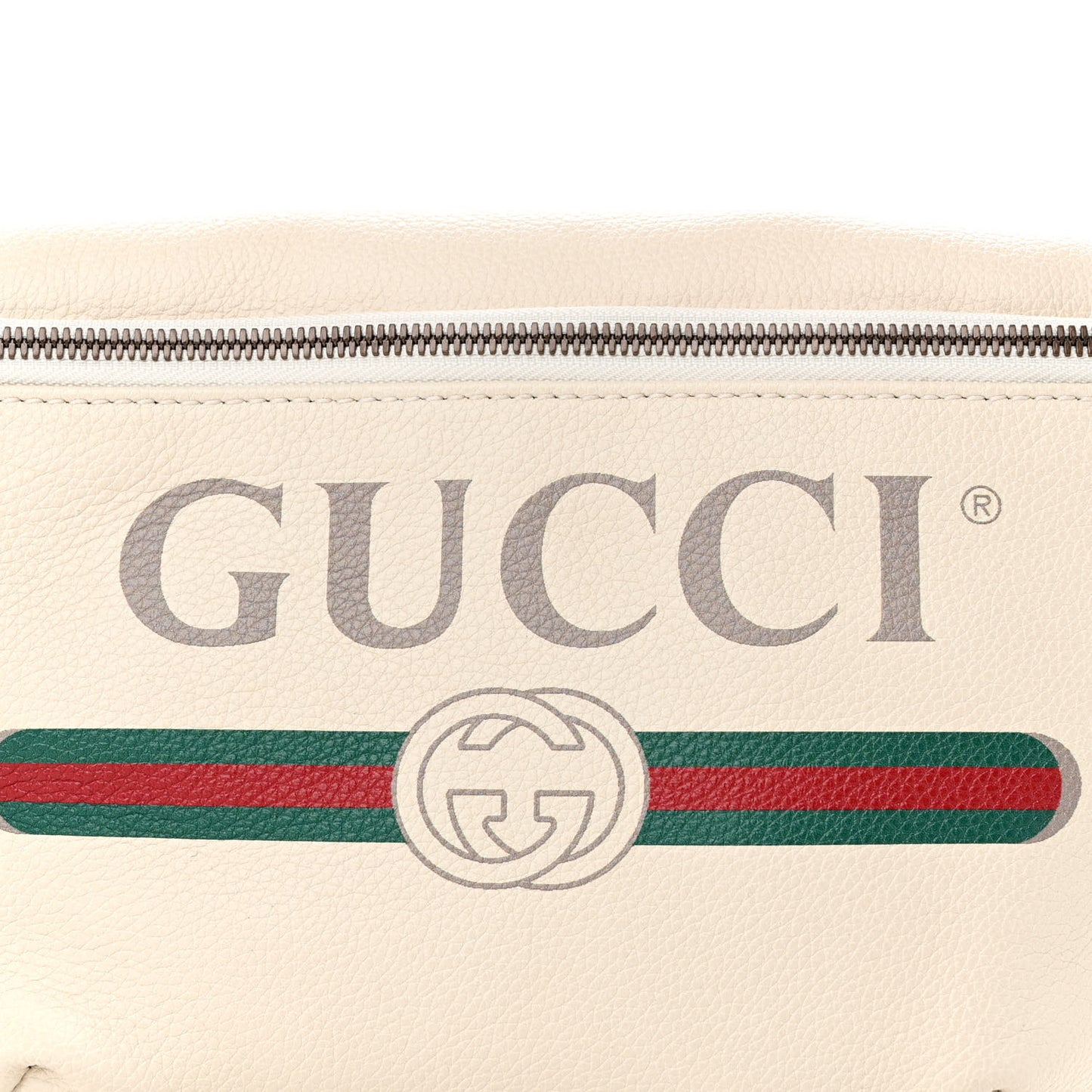 Grained Calfskin Logo Belt Bag White
