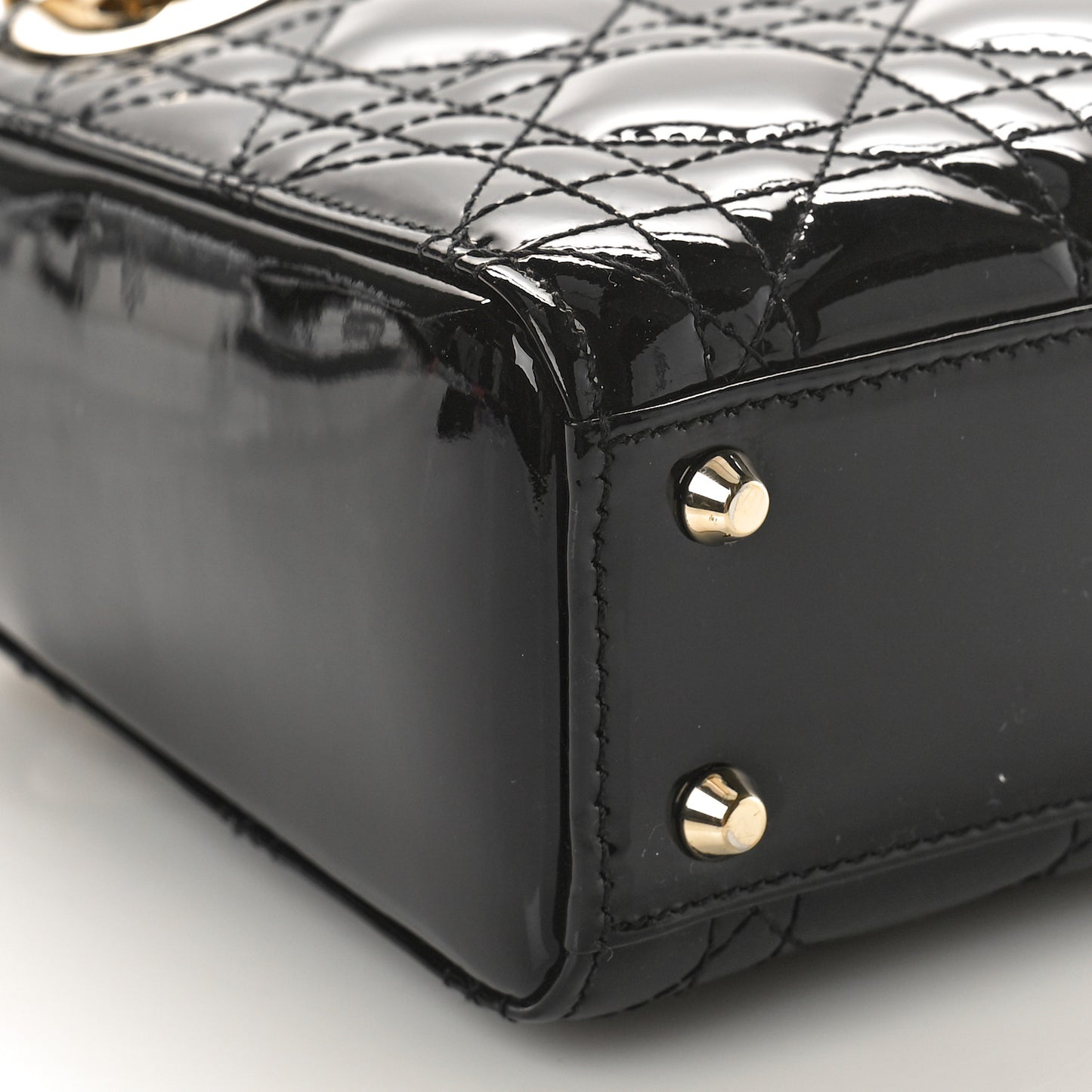 Patent Cannage Mini Lady Dior Black