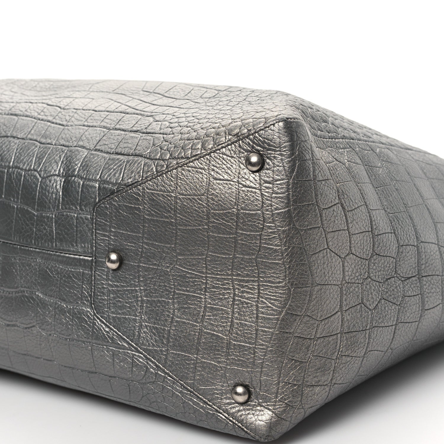 Chanel Calfskin Crocodile Embossed Large Cocodile Shopping Tote Silver 10 of 10