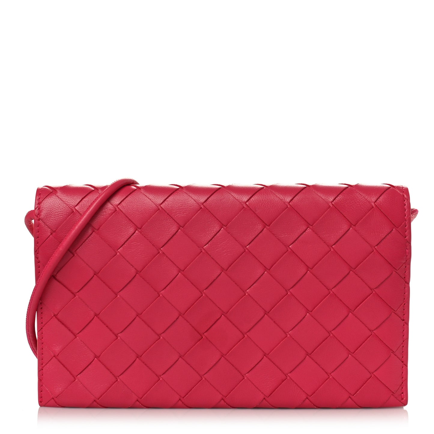 Nappa Intrecciato Wallet On Strap Cranberry