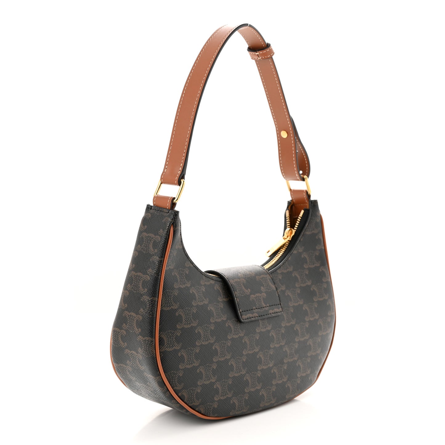 Triomphe Canvas Calfskin Medium Strap Ava Triomphe Shoulder Bag Tan