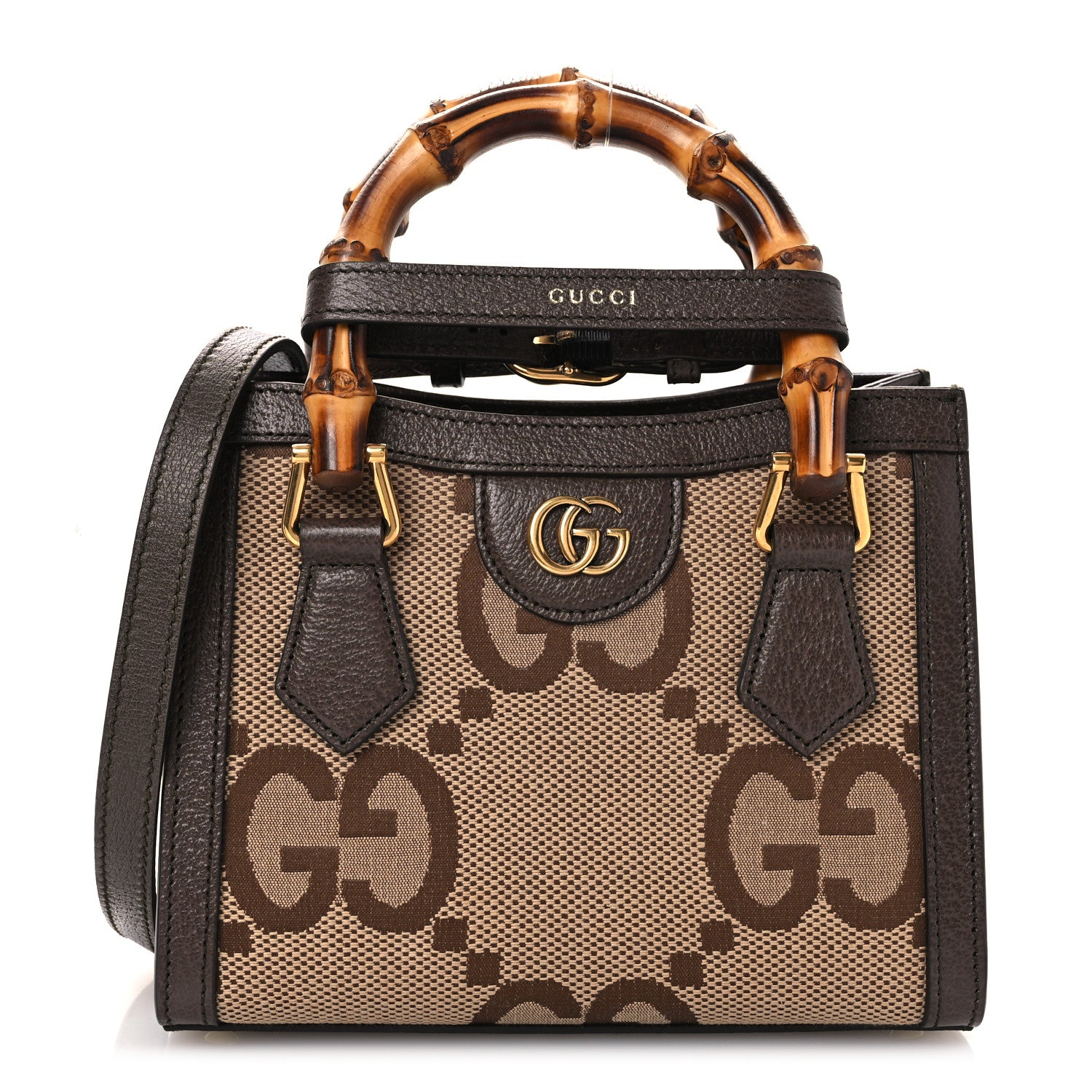 Gucci Monogram Jumbo GG Textured Dollar Calfskin Mini Diana Tote