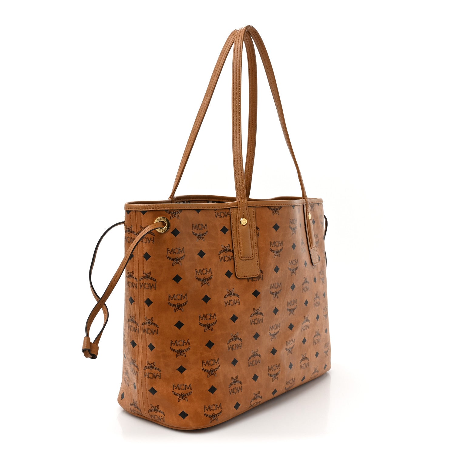 MCM Visetos Large Liz Reversible Shopper Tote Cognac 4 of 17