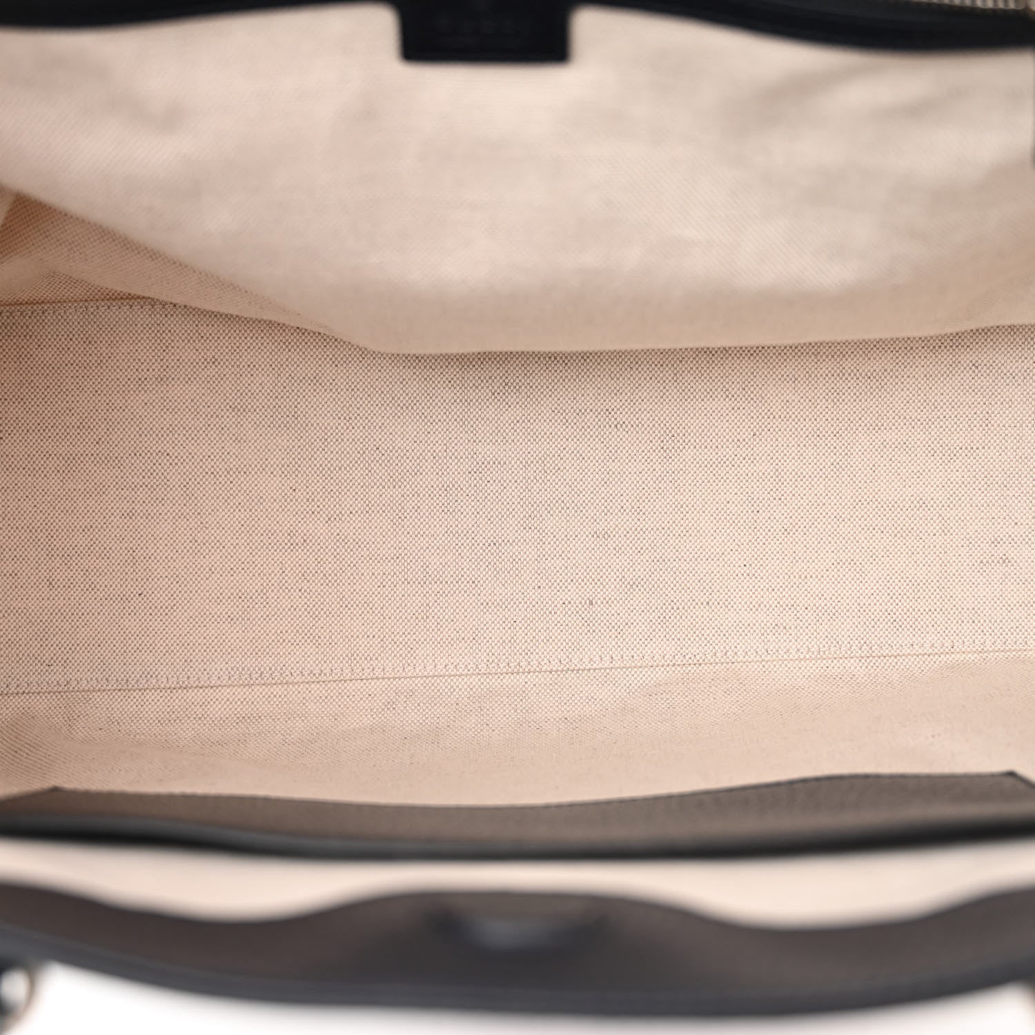 Gucci GG Supreme Monogram Textured Calfskin Web Medium Ophidia Shopping Tote Beige Blue 5 of 10