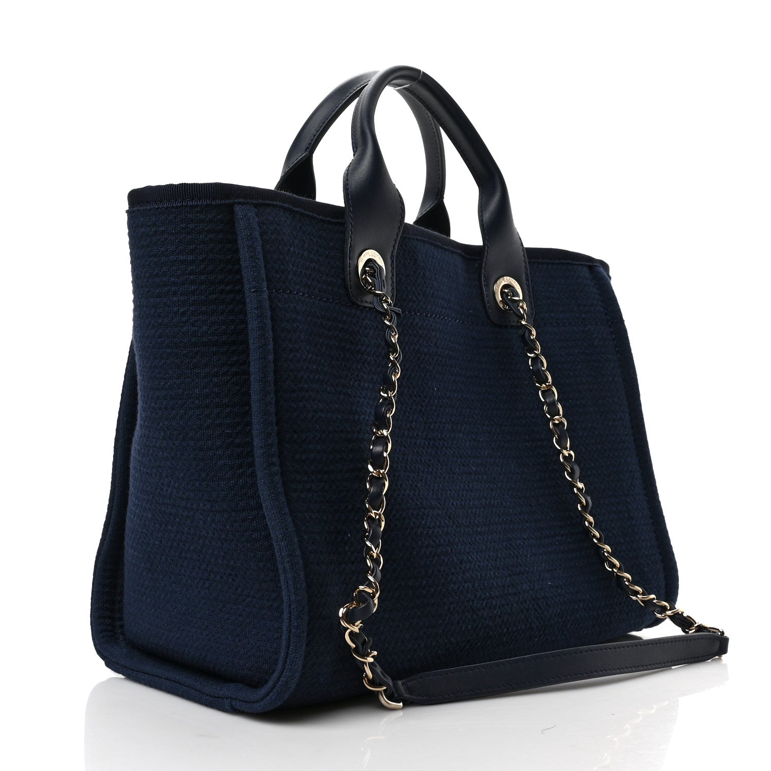 Chanel Mixed Fibers Small Deauville Tote Navy Blue 3 of 9