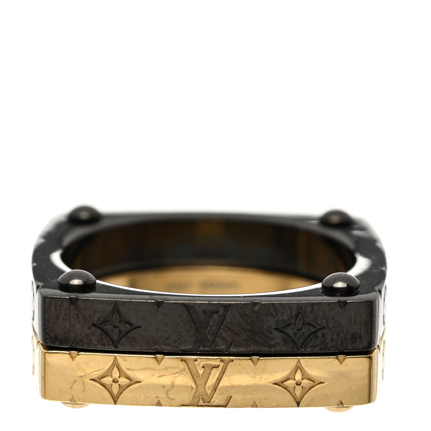 ルイ・ヴィトン モノグラムボールド　リングLサイズ Louis Vuitton Monogram Bold Rings L 62 10 Gold Black 1350575