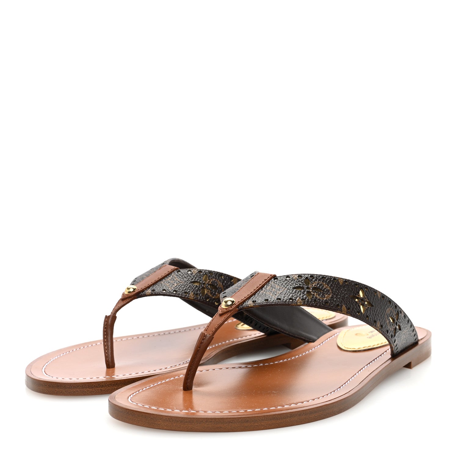 Louis Vuitton Monogram Sunny Flat Thong Sandals 38 Brown 3 of 7