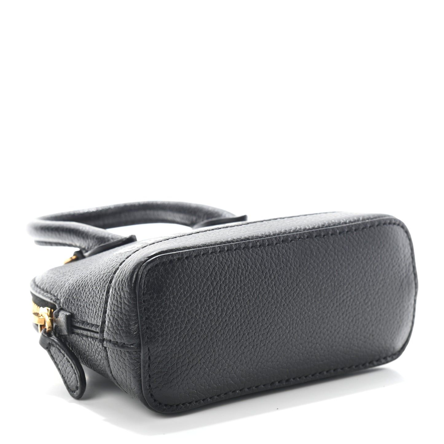 Grained Calfskin Logo Mini Ville Top Handle Bag Black White
