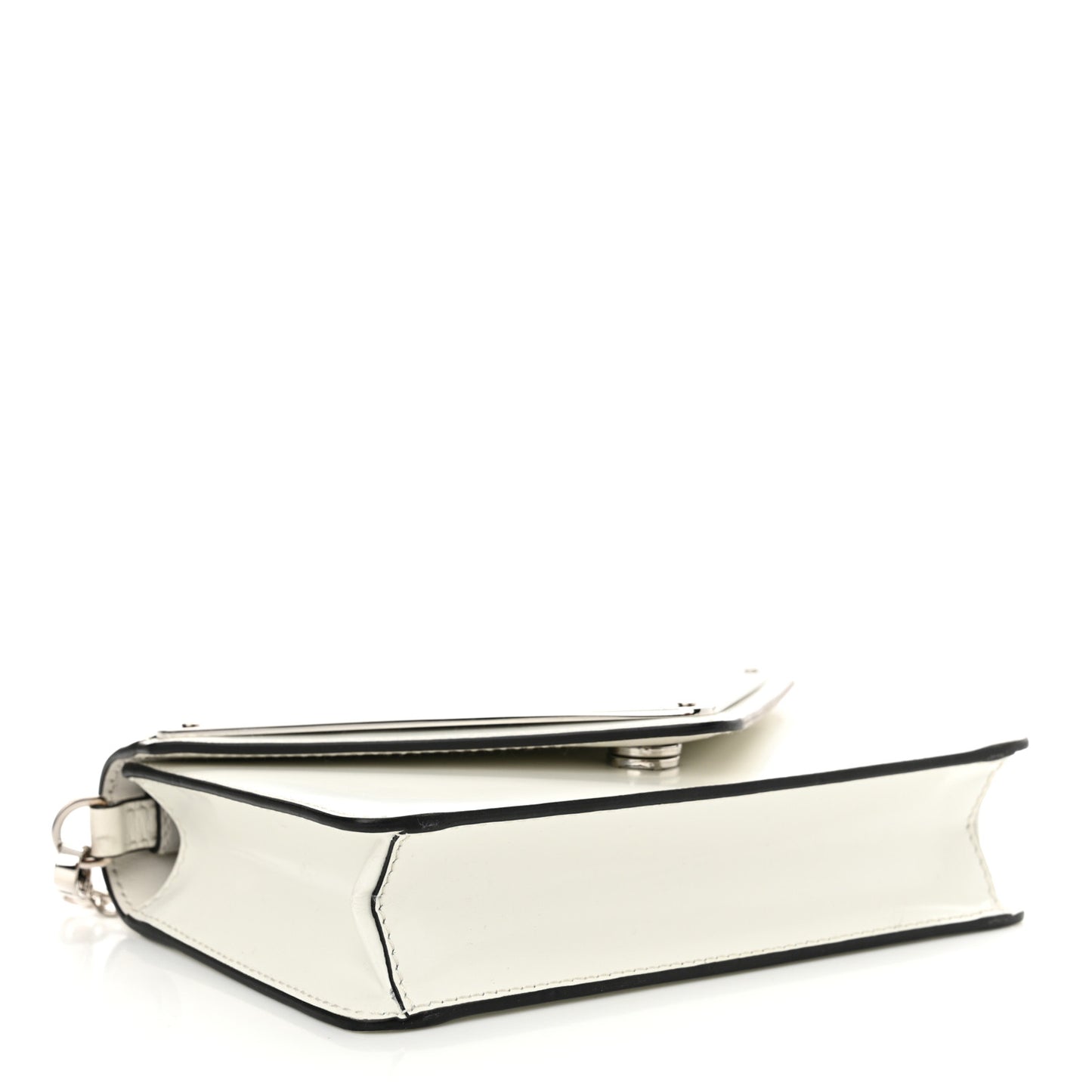 Spazzolato Triangle Logo Plate Flap Chain Crossbody Bag White