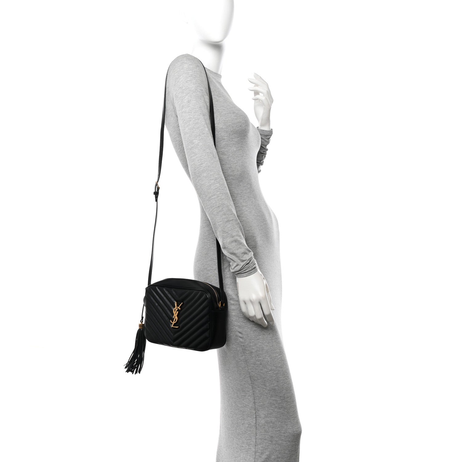 Saint Laurent Calfskin Matelasse Monogram Lou Camera Bag Black 2 of 13