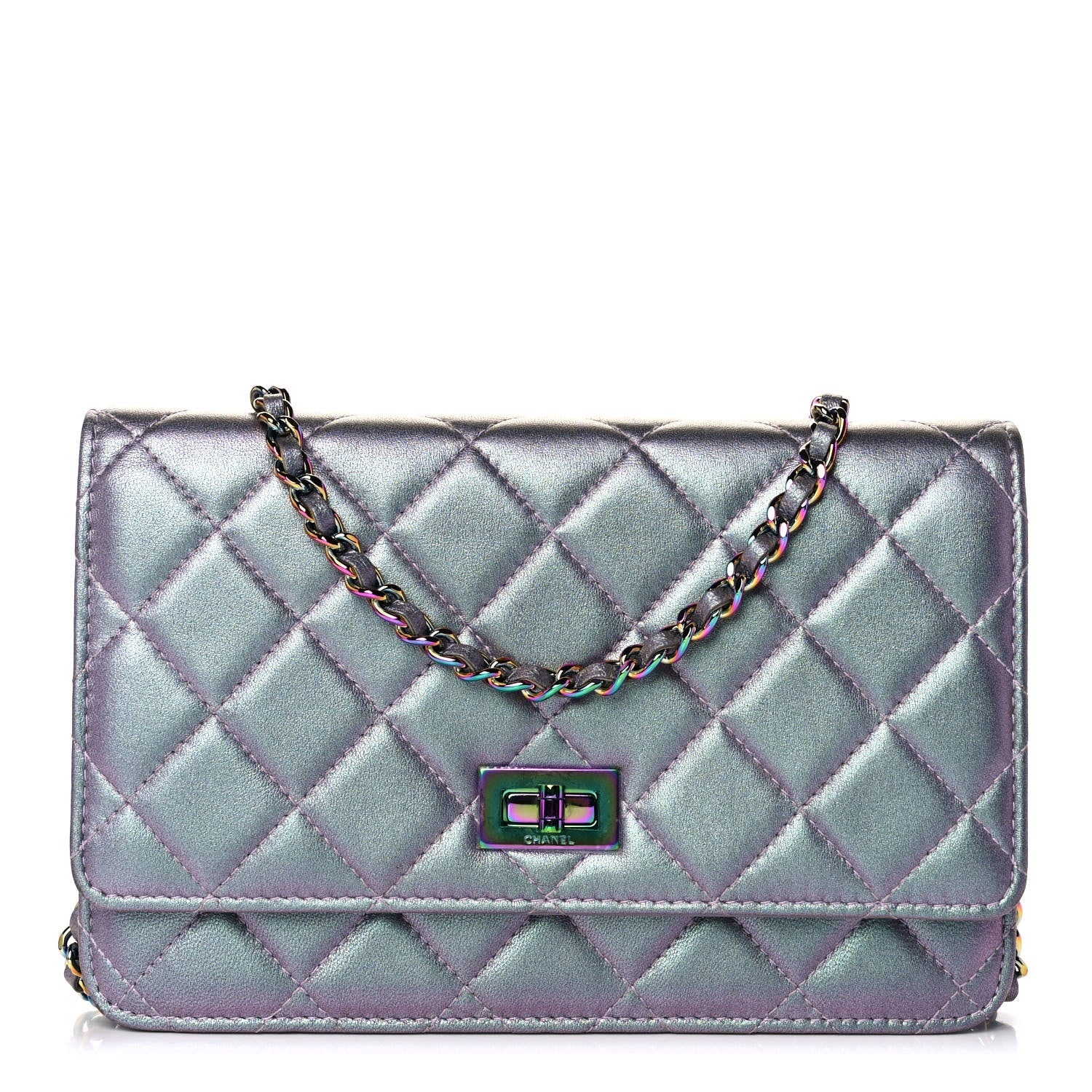 Chanel Iridescent Lambskin Quilted Reissue Wallet On Chain WOC Light Purple 1 of 10