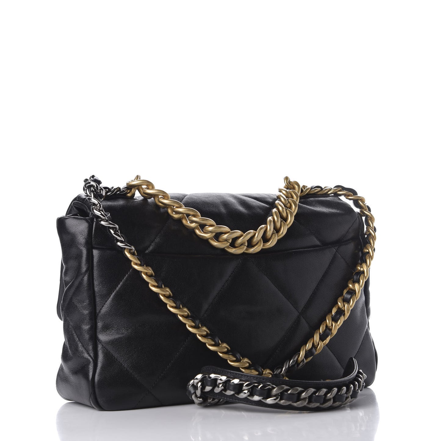 Lambskin Quilted Large 19 Flap Black