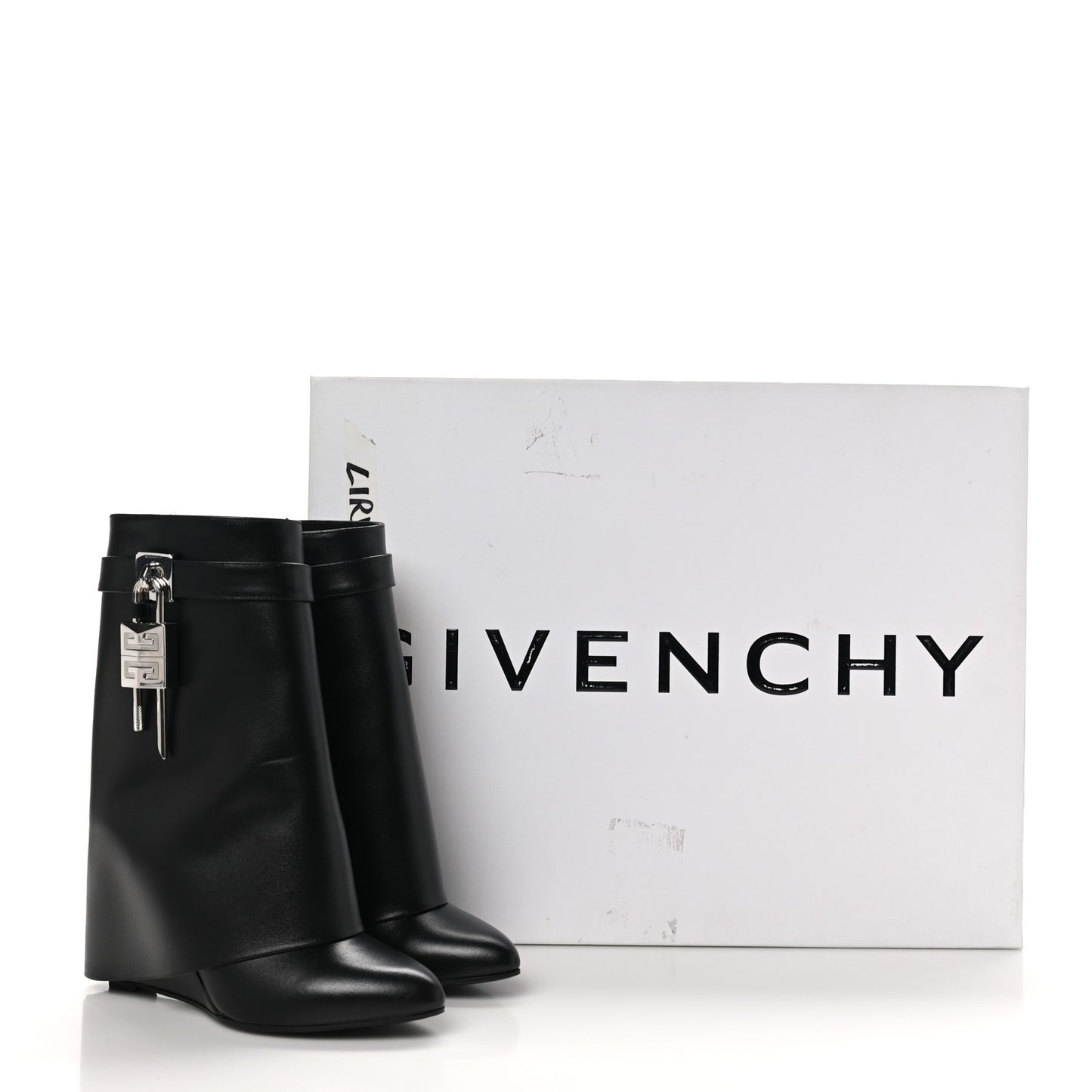 Calfskin Shark Lock Ankle Boots 38 Black