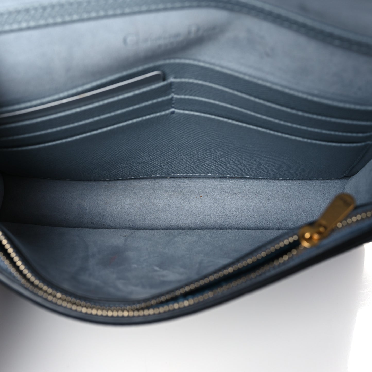 Grained Calfskin Saddle Chain Pouch Cloud Blue