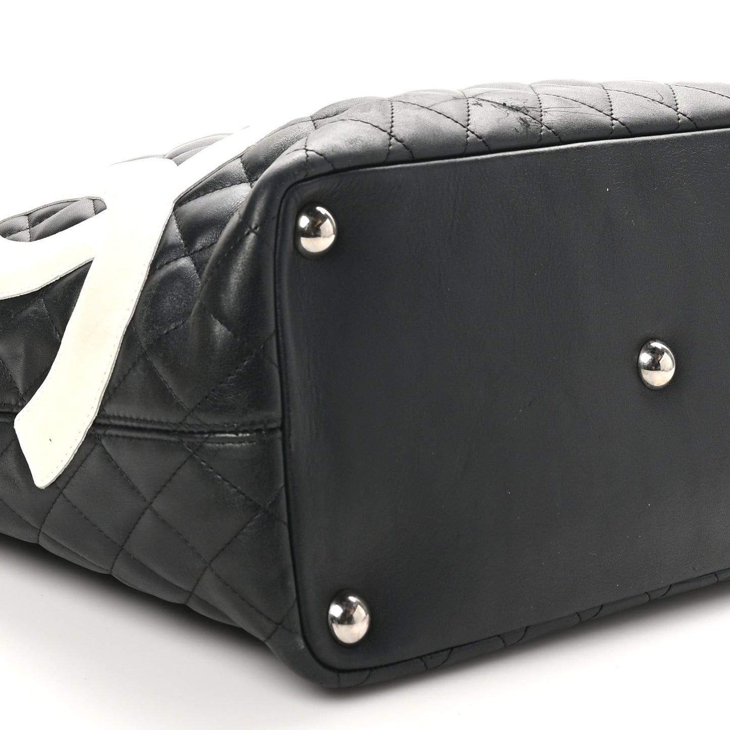 Calfskin Quilted Large Cambon Tote Black White