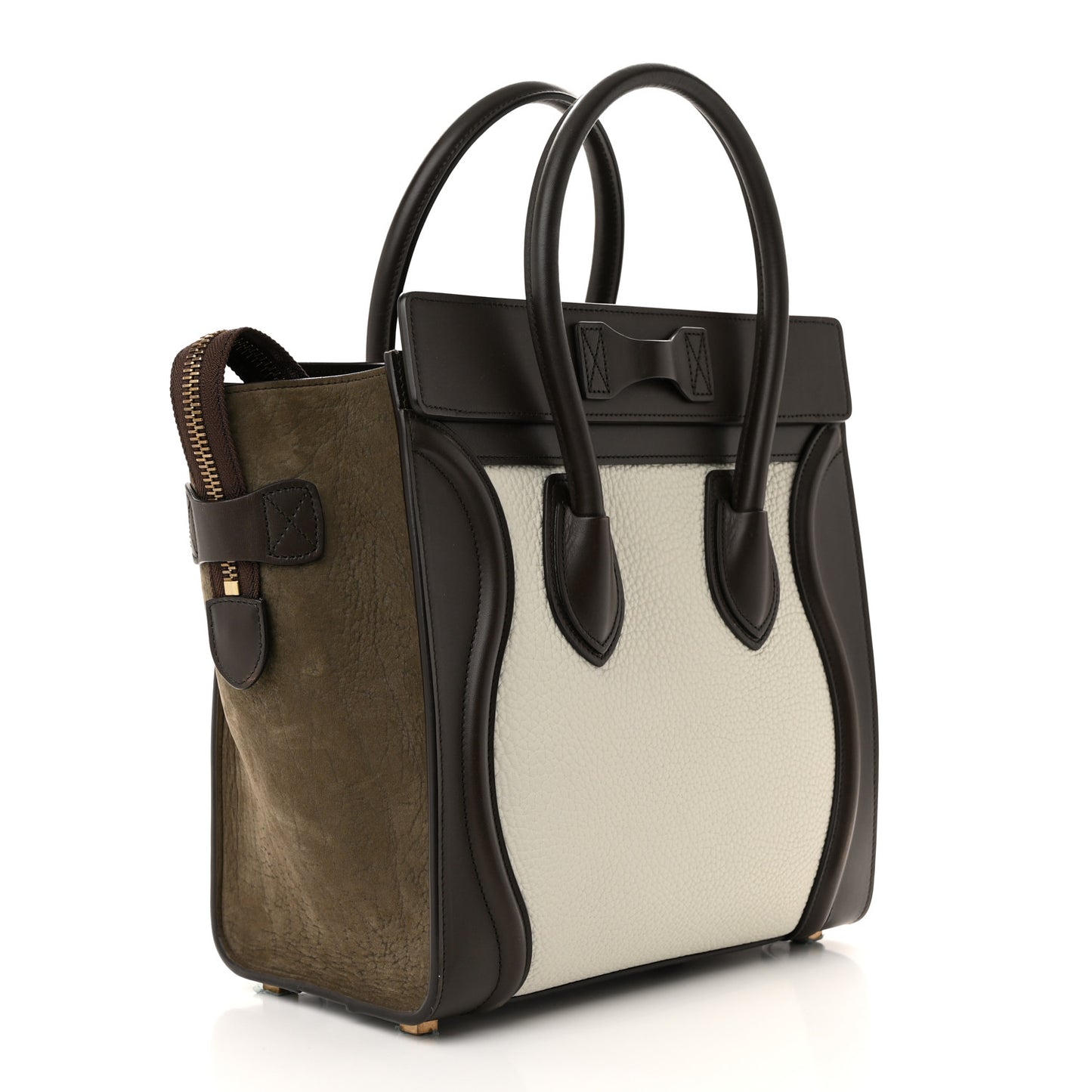 Bullhide Calfskin Nubuck Micro Tri-Color Luggage White Khaki