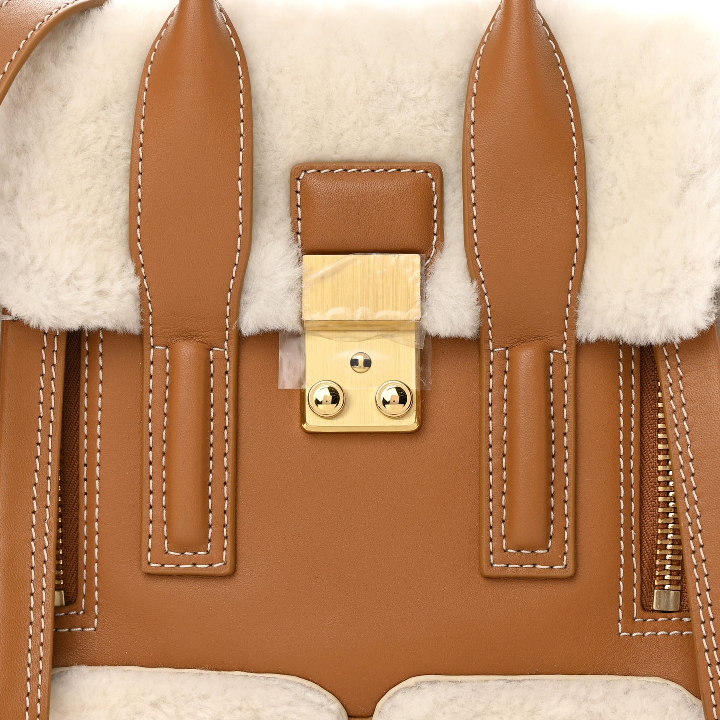 Calfskin Shearling Mini Pashli Satchel Brown