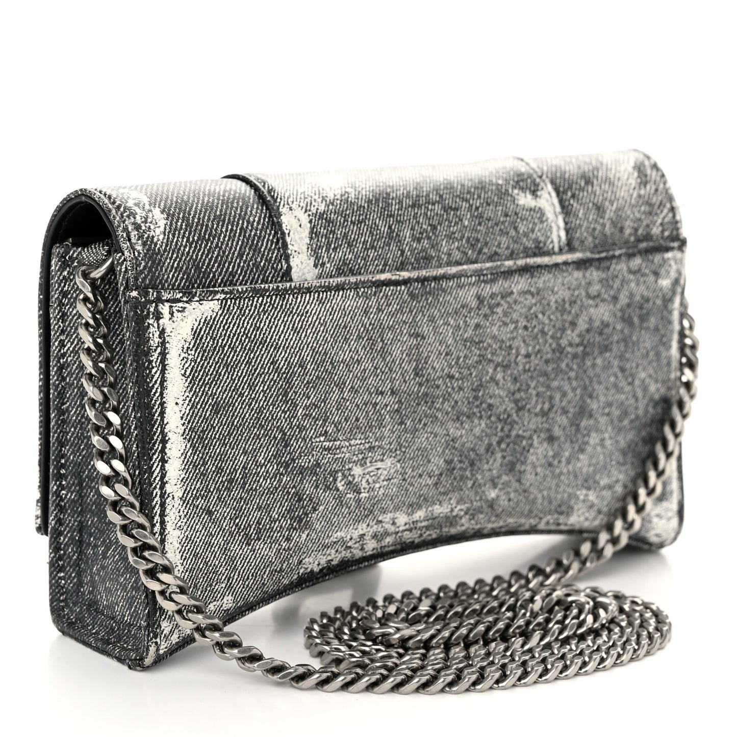 Nappa Denim Printed Hourglass Chain Bag Denim Black