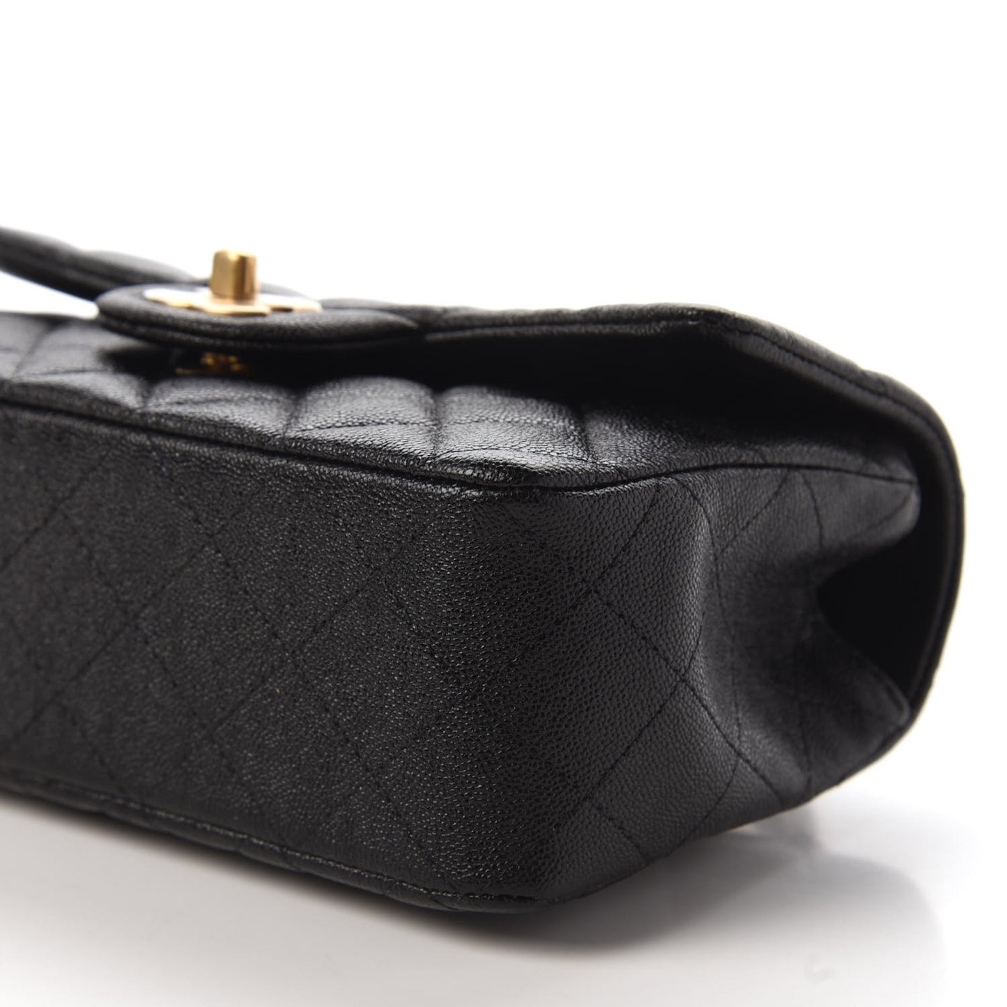 Caviar Quilted Mini Top Handle Rectangular Flap Black