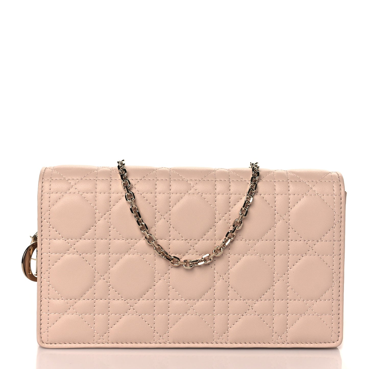 Lambskin Cannage Lady Dior Clutch Rose Poudre
