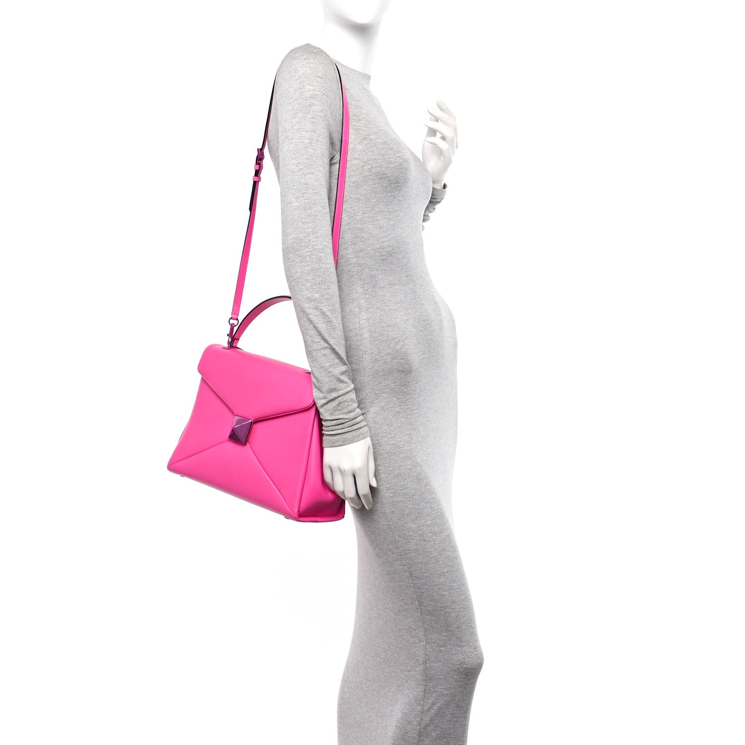 Valentino Garavani Nappa Tonal Monochrome One Stud Top Handle Bag Pink PP 2 of 11