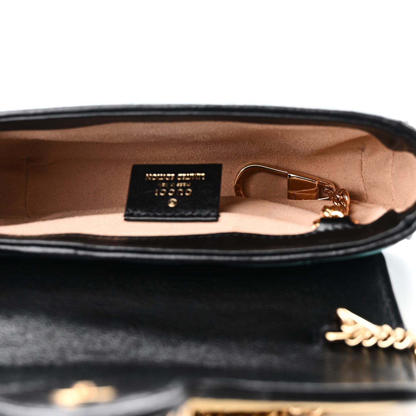 Azalea Calfskin Enamel Matelasse Diagonal Super Mini Torchon GG Marmont Shoulder Bag Butter Dusty Azure Black Electric Blue