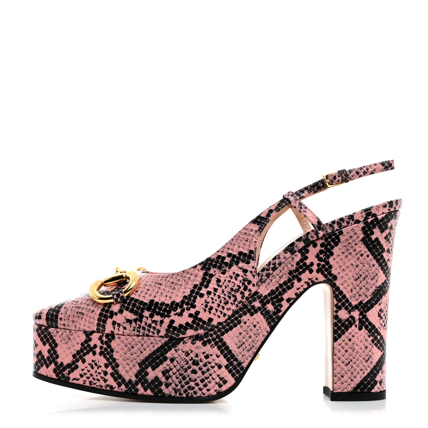 Calfskin Python Print Horsebit Platform 35/120mm Slingback Pumps 39 Wild Rose