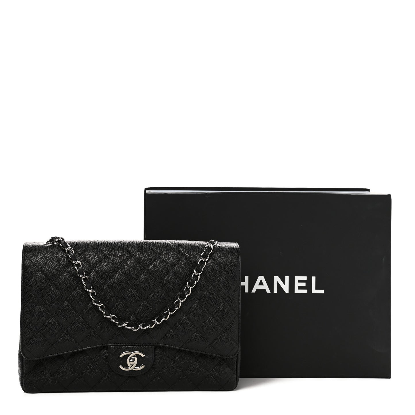 Caviar Quilted Maxi Double Flap Black