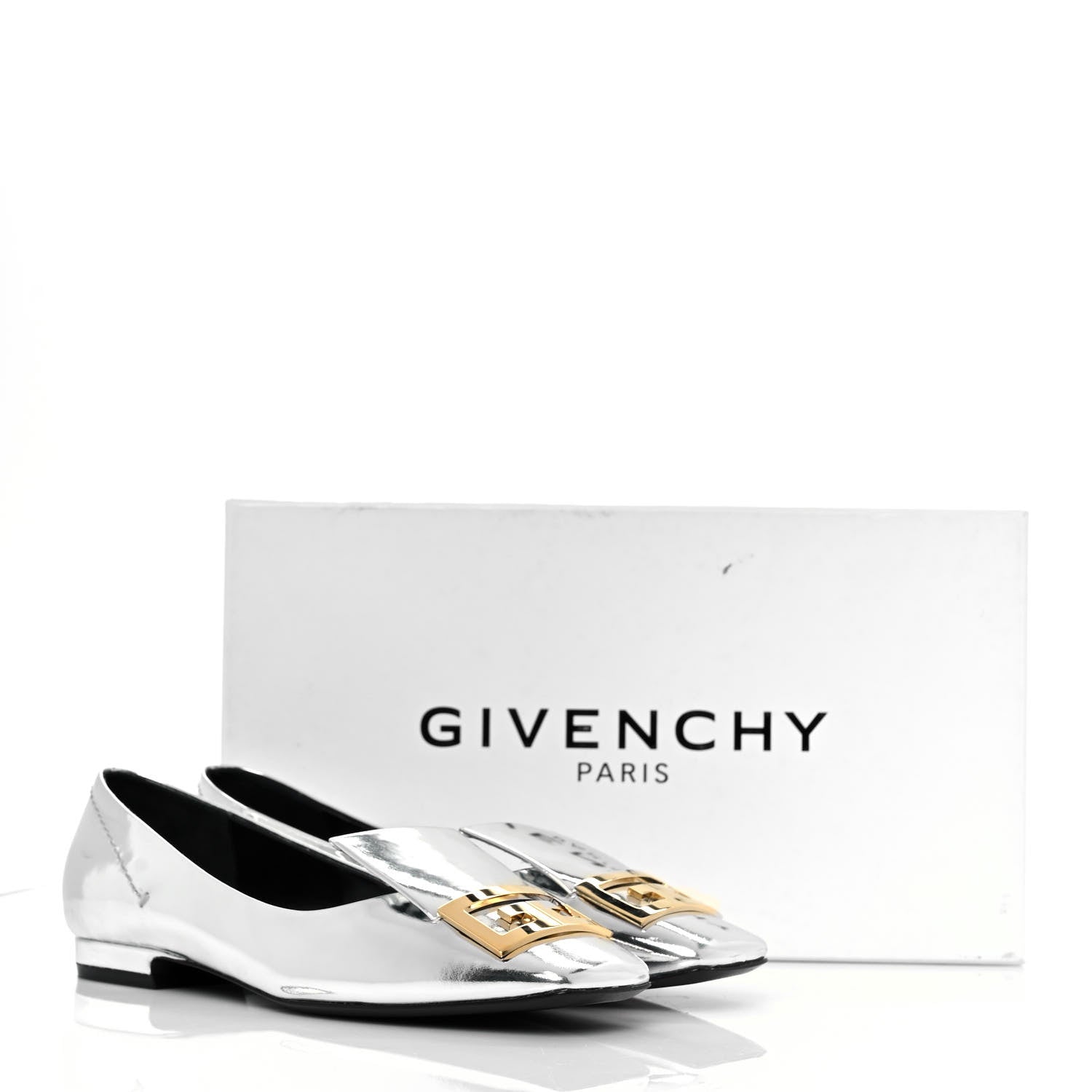 Givenchy Patent Calfskin Metallic Double G Mystic Loafers 36 Silver 9 of 9