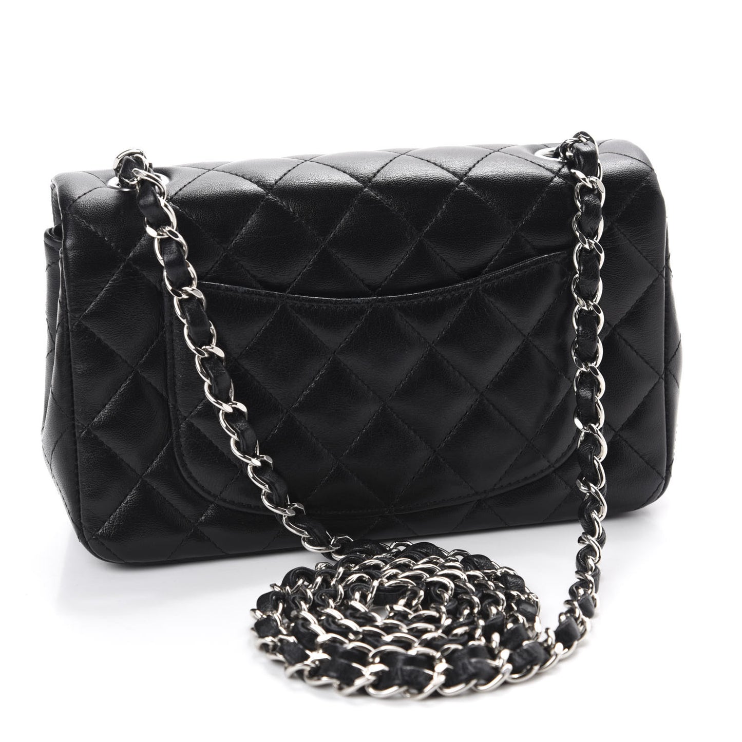 Lambskin Quilted Mini Rectangular Flap Black