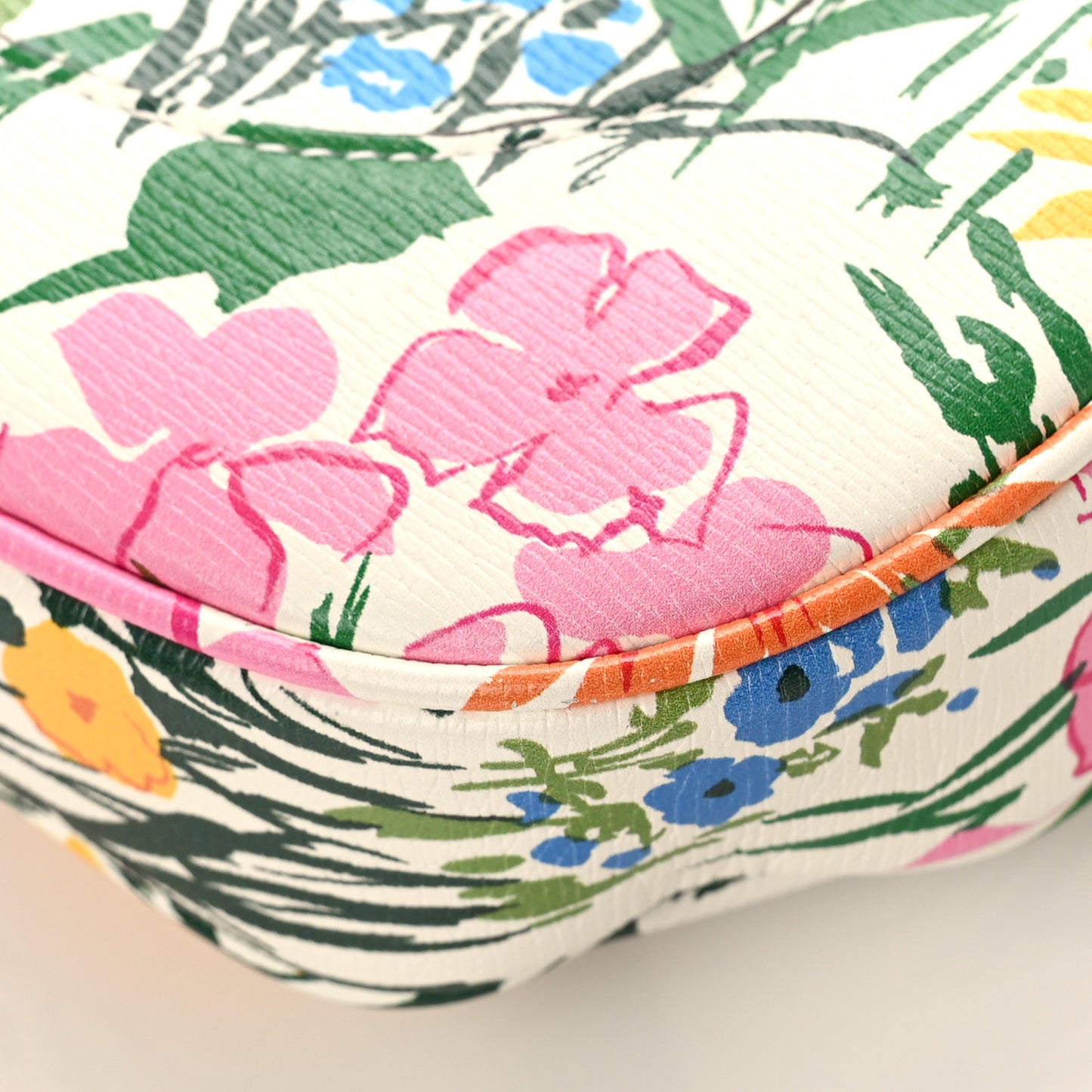 X KEN SCOTT New Shangai Calfskin Jardin D'Avril Floral Print Small Jackie 1961 Hobo Ivory Pink