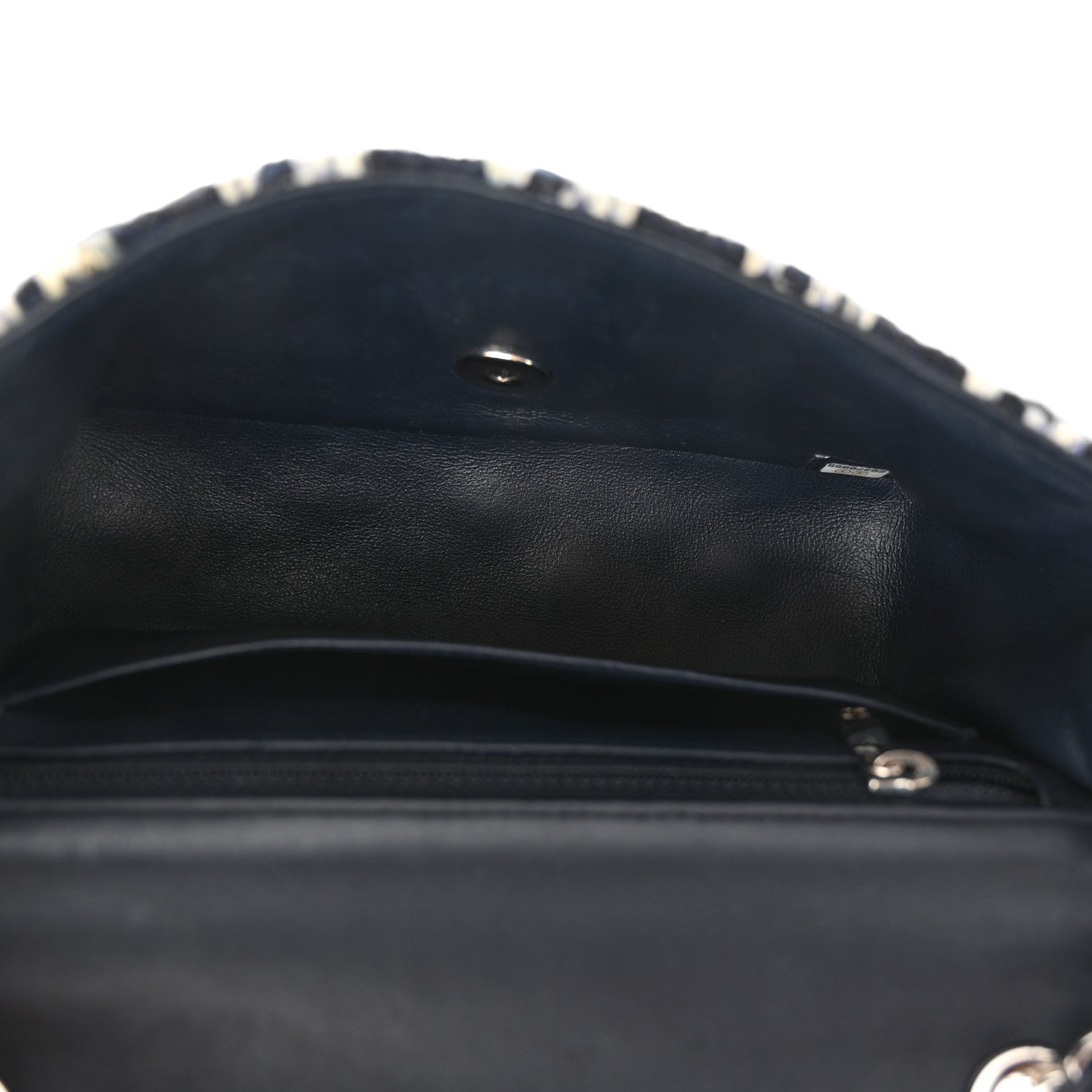 Chanel Tweed Quilted Mini Rectangular Flap Black Ecru White Blue 5 of 12